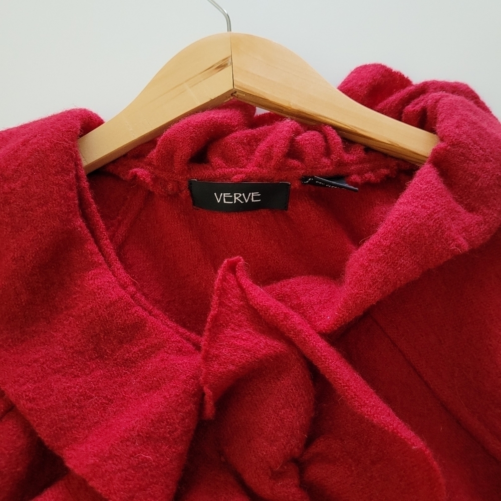 Verve red 100% wool cardigan sweater - Picture 3 of 10